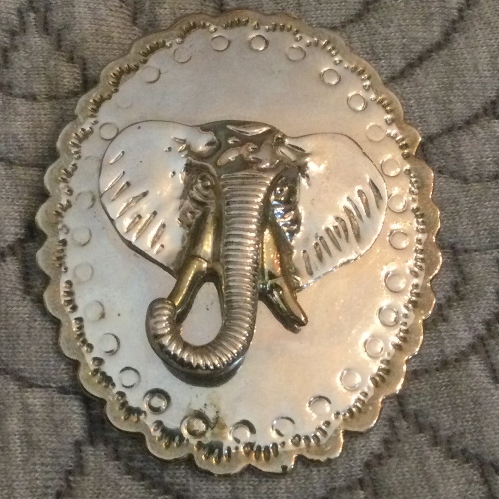 VTG Elephant Motif Silver and Gold Tone Pendant/Brooch